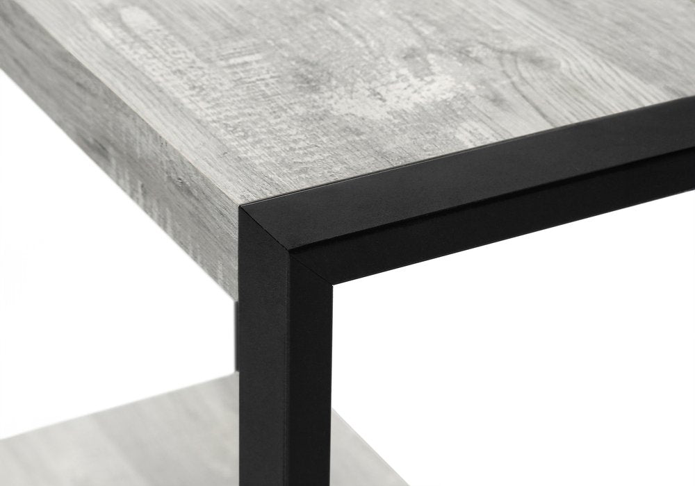 Black and Gray End Table with Shelf - 24-inch