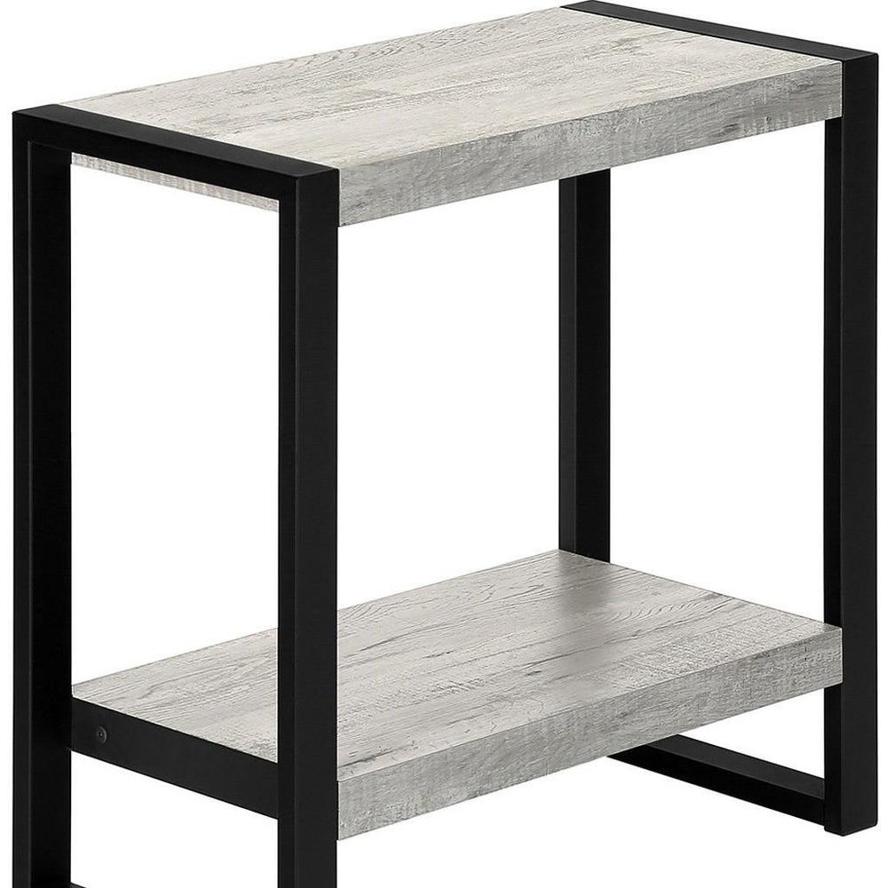 Black and Gray End Table with Shelf - 24-inch