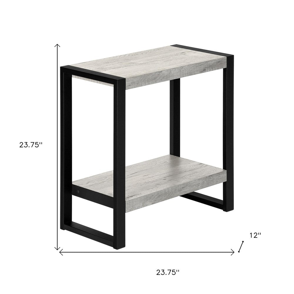 Black and Gray End Table with Shelf - 24-inch