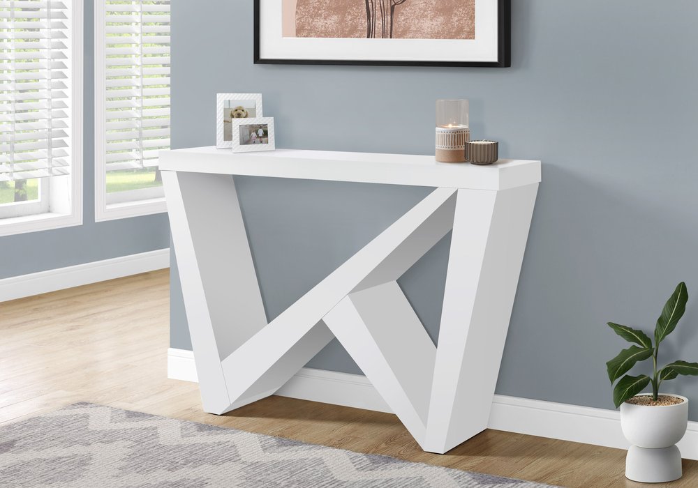 White Wood Abstract End Table - 32-inch