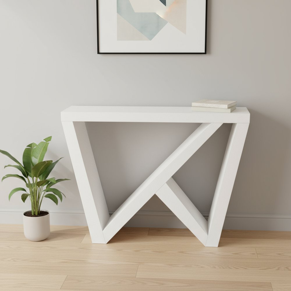 White Wood Abstract End Table - 32-inch