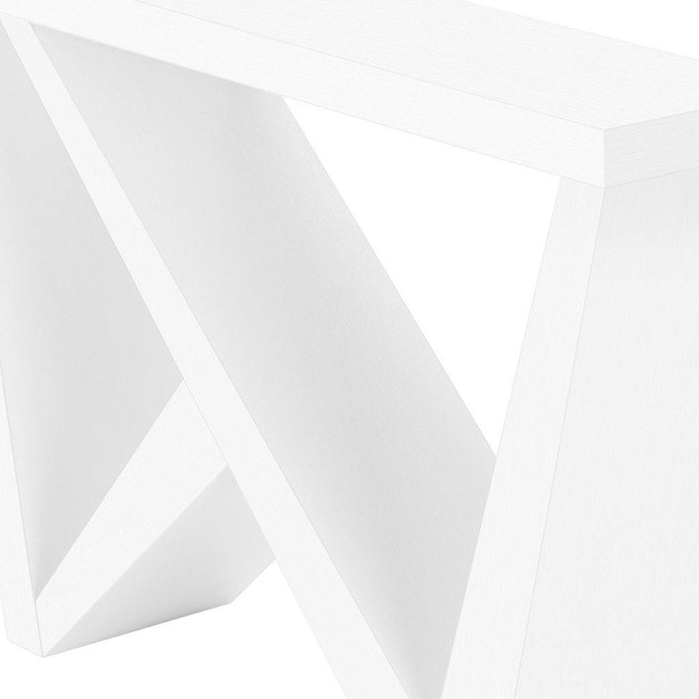 White Wood Abstract End Table - 32-inch