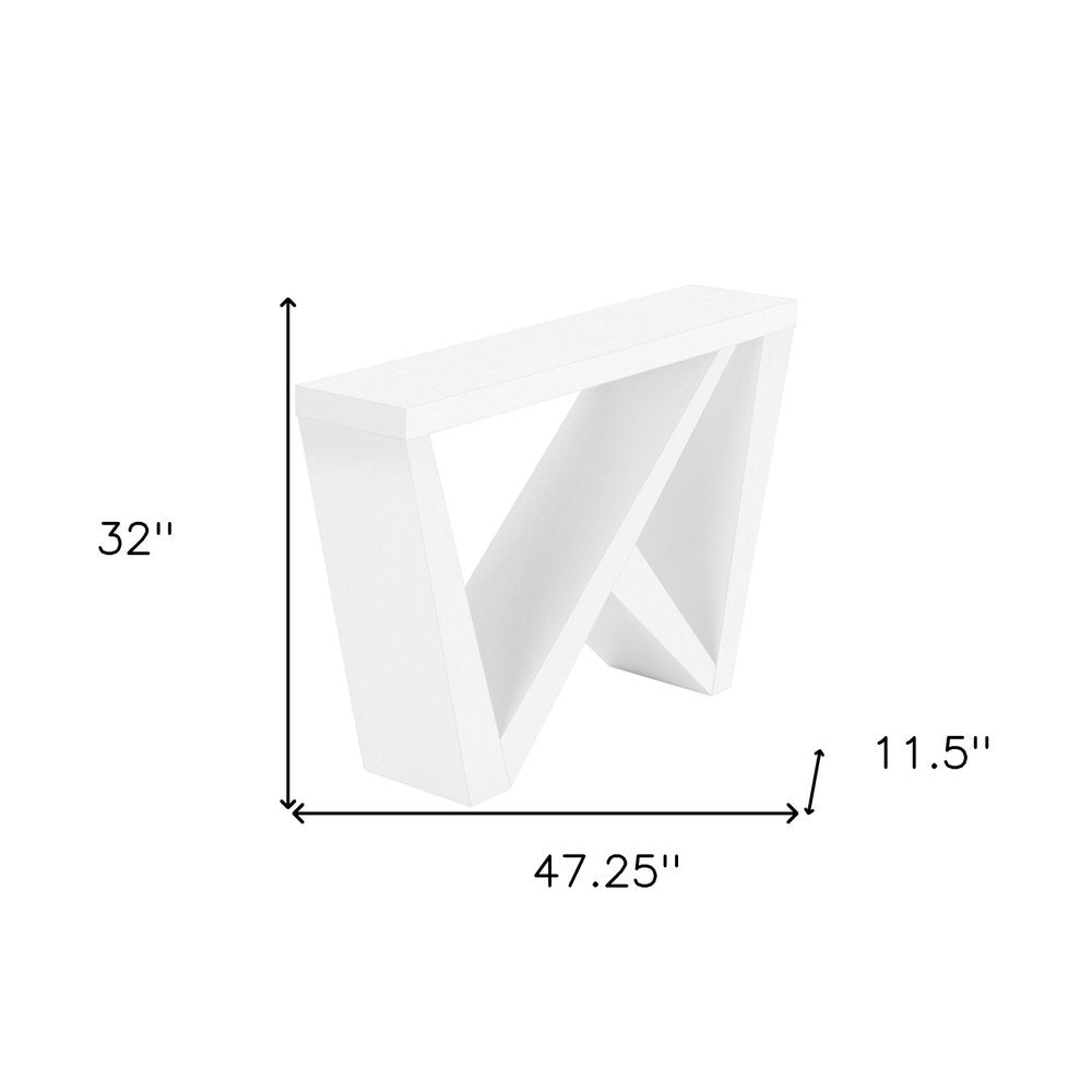 White Wood Abstract End Table - 32-inch