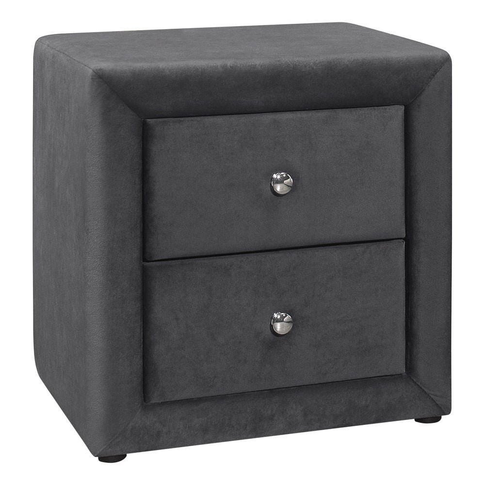 Dark Gray Wood Two Drawer Nightstand - 21-inch