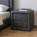 Dark Gray Wood Two Drawer Nightstand - 21-inch