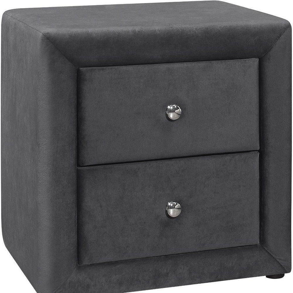 Dark Gray Wood Two Drawer Nightstand - 21-inch