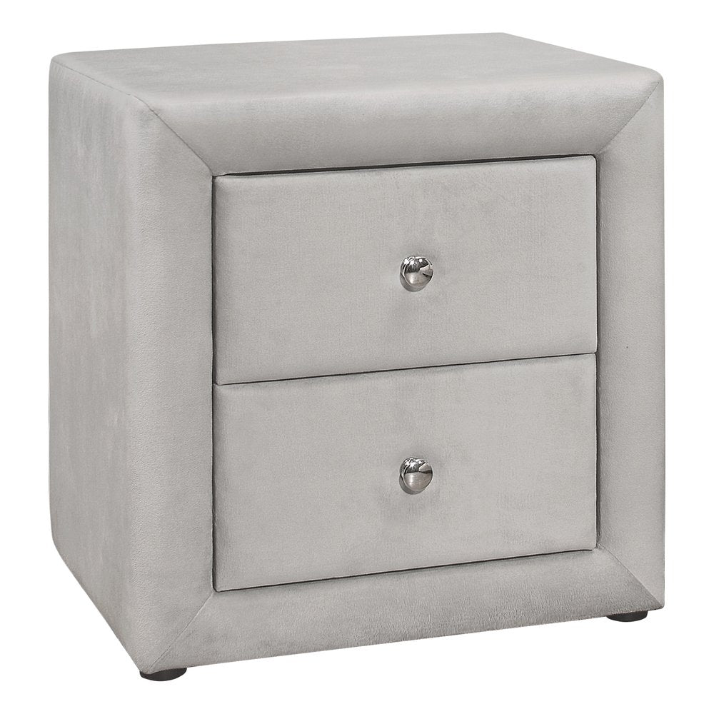 Light Gray Wood Two Drawer Nightstand - 21-inch
