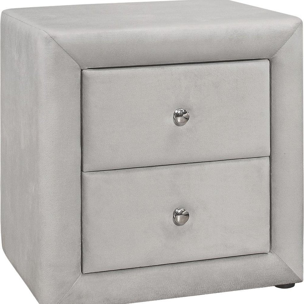 Light Gray Wood Two Drawer Nightstand - 21-inch