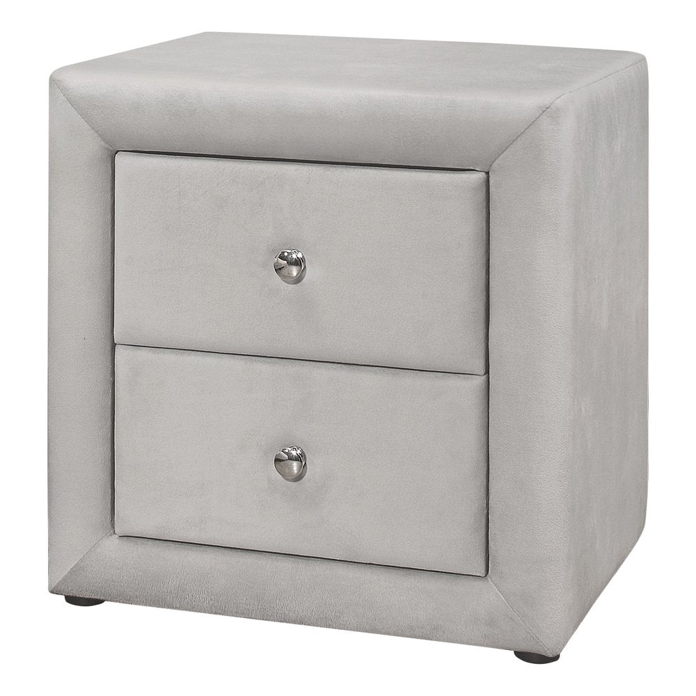 Light Gray Wood Two Drawer Nightstand - 21-inch
