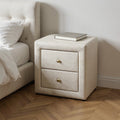 Beige Wood Two Drawer Nightstand - 21-inch