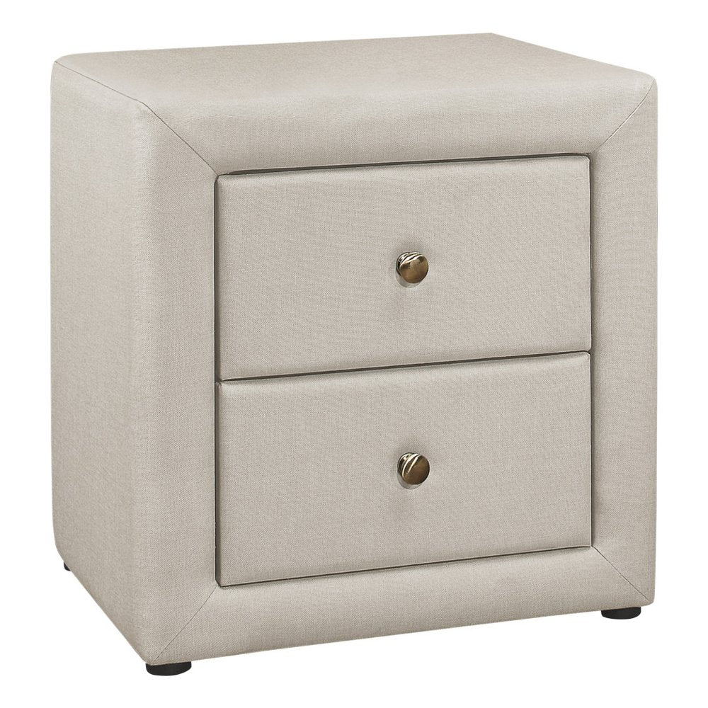 Beige Wood Two Drawer Nightstand - 21-inch