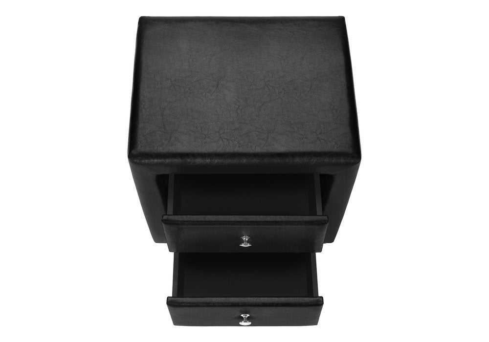 Black Wood Two Drawer Nightstand - 21-inch