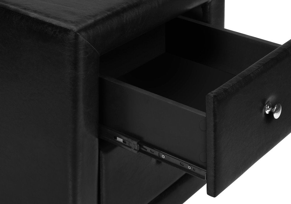 Black Wood Two Drawer Nightstand - 21-inch