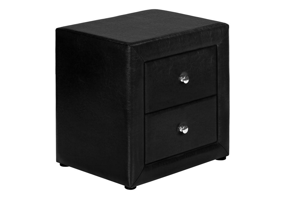 Black Wood Two Drawer Nightstand - 21-inch