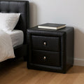 Black Wood Two Drawer Nightstand - 21-inch
