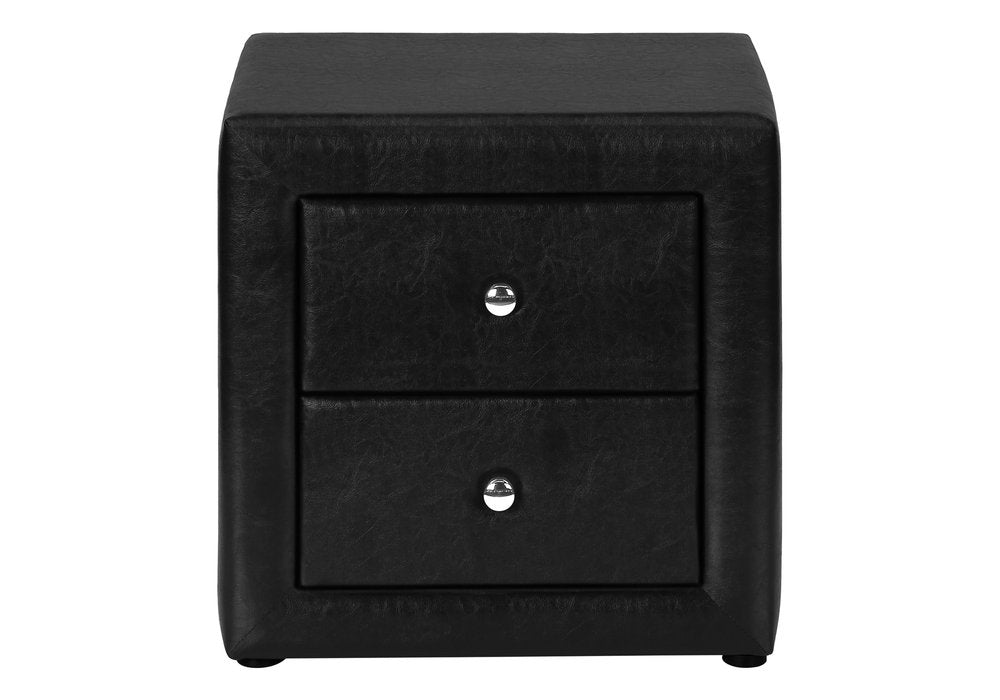Black Wood Two Drawer Nightstand - 21-inch