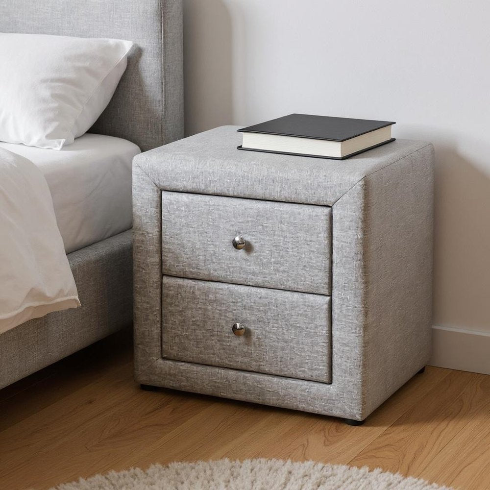 Gray Wood Two Drawer Nightstand - 21-inch