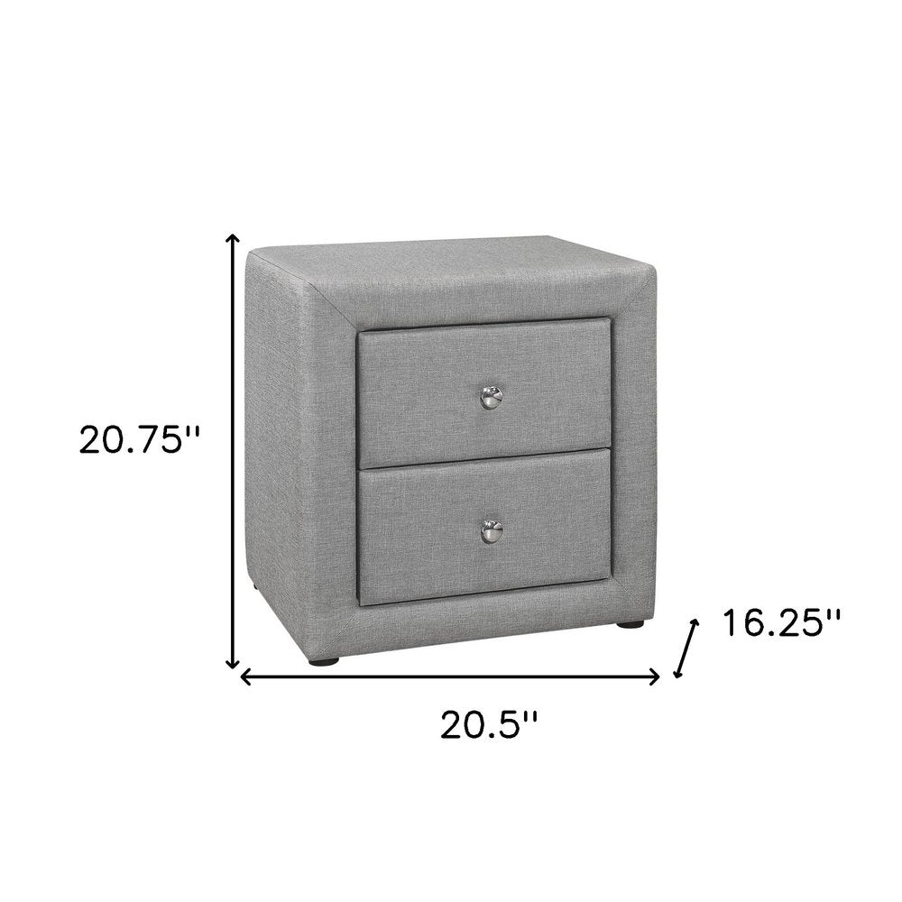 Gray Wood Two Drawer Nightstand - 21-inch