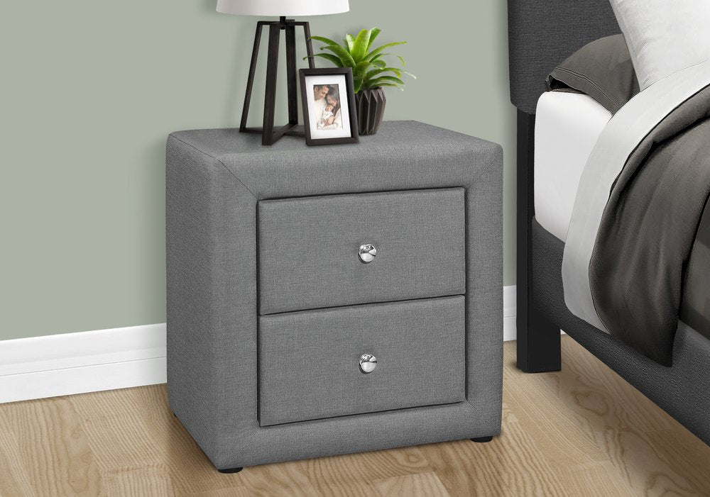 Gray Wood Two Drawer Nightstand - 21-inch