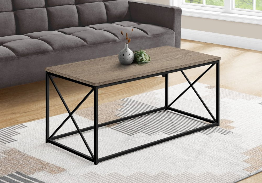 Taupe and Black Metal Coffee Table - 41-inch