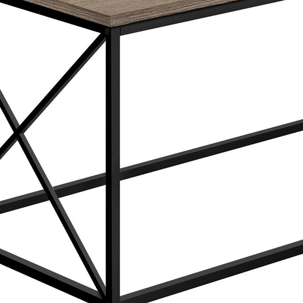 Taupe and Black Metal Coffee Table - 41-inch