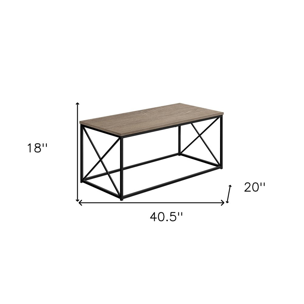Taupe and Black Metal Coffee Table - 41-inch