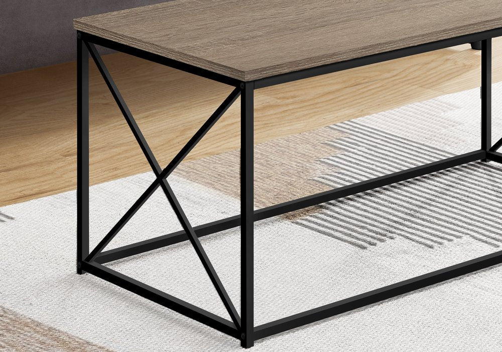 Taupe and Black Metal Coffee Table - 41-inch