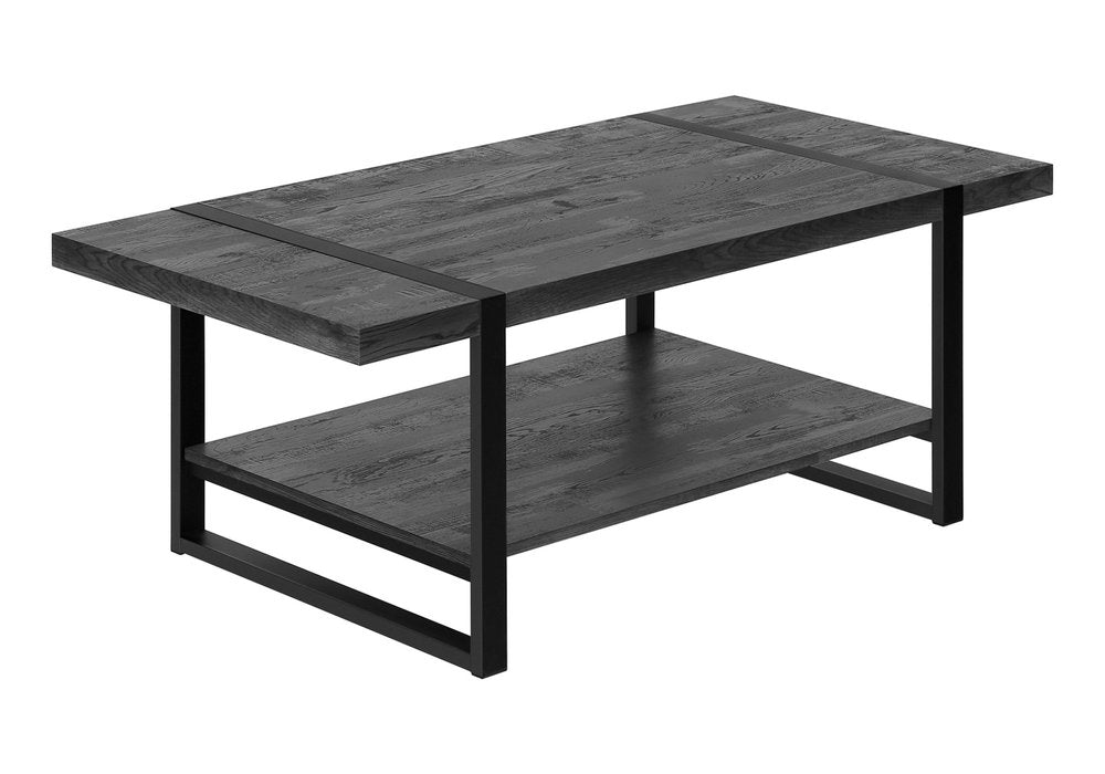Black Coffee Table with Shelf - 47-inch