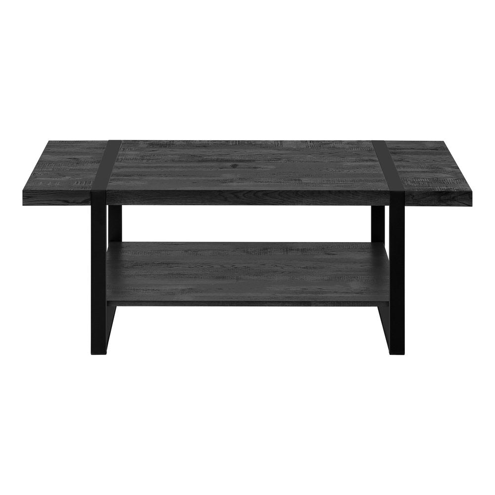 Black Coffee Table with Shelf - 47-inch