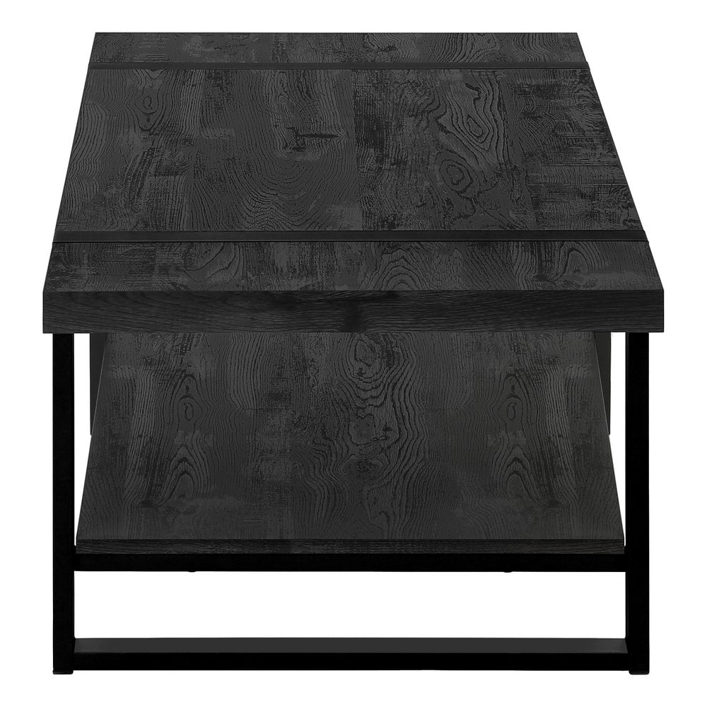 Black Coffee Table with Shelf - 47-inch