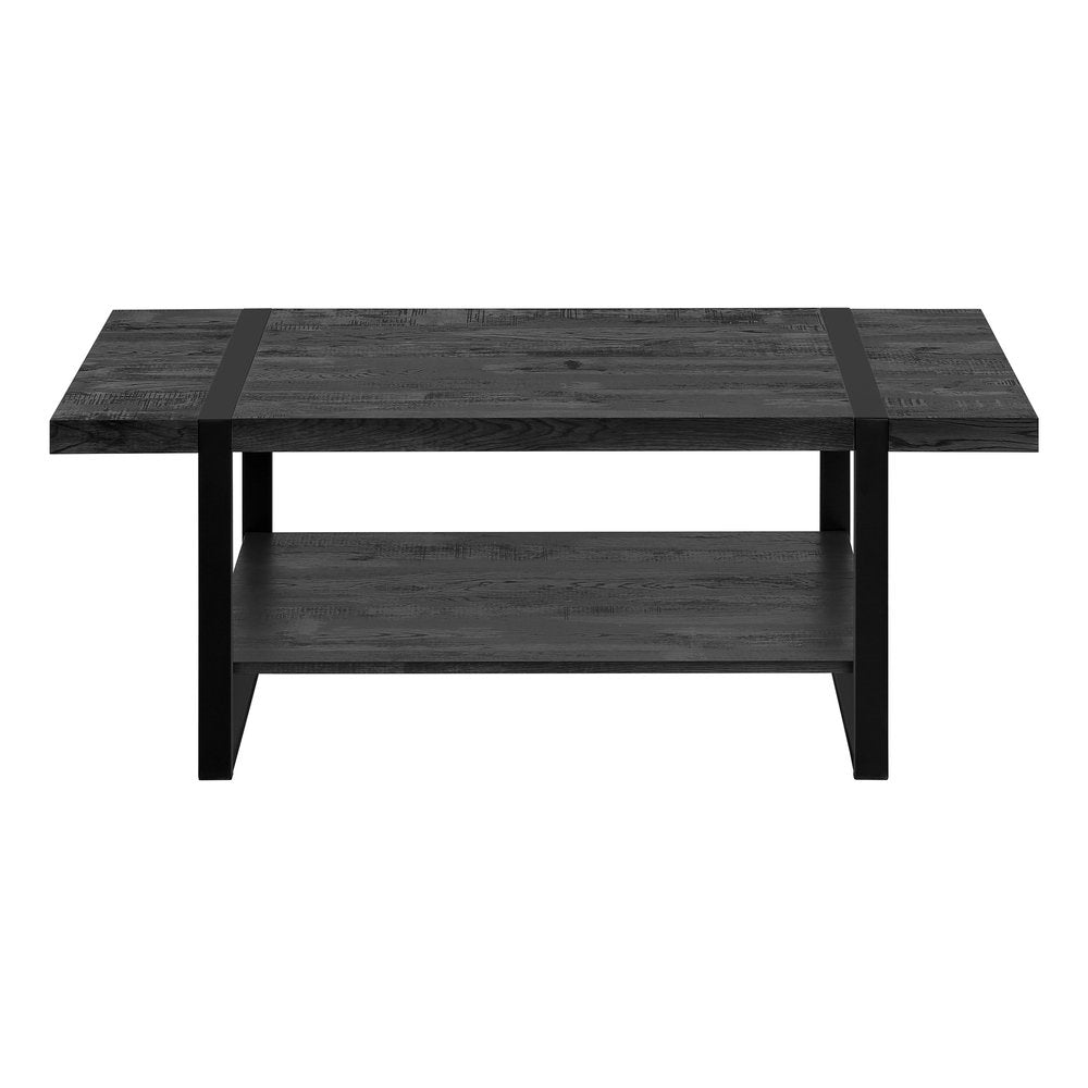 Black Coffee Table with Shelf - 47-inch