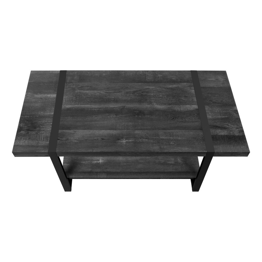 Black Coffee Table with Shelf - 47-inch