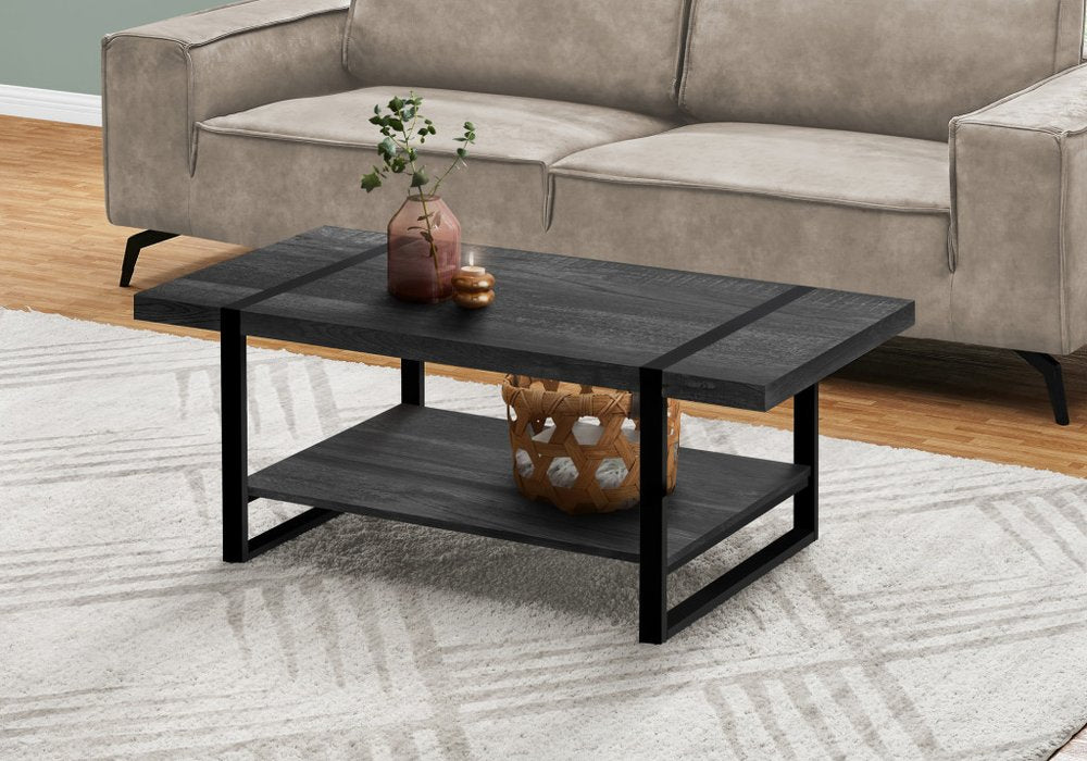 Black Coffee Table with Shelf - 47-inch