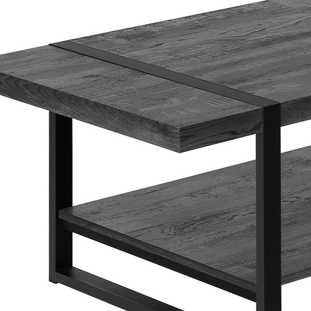 Black Coffee Table with Shelf - 47-inch