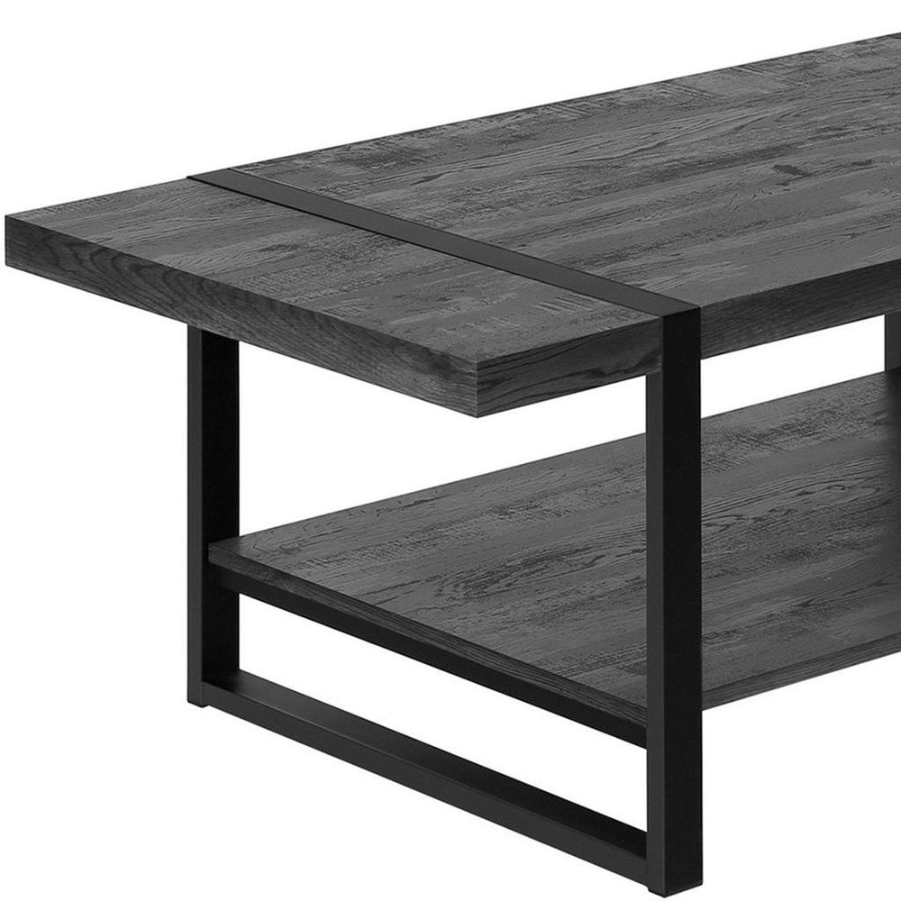 Black Coffee Table with Shelf - 47-inch