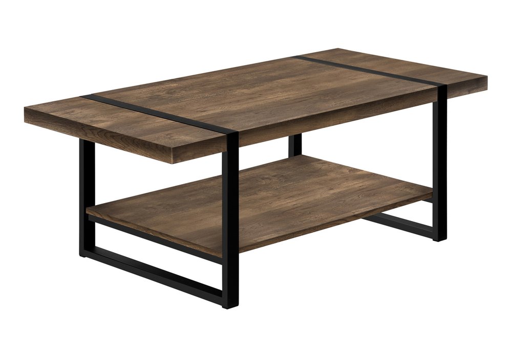Brown and Black Wood Coffee Table with Shelf - 47-inch