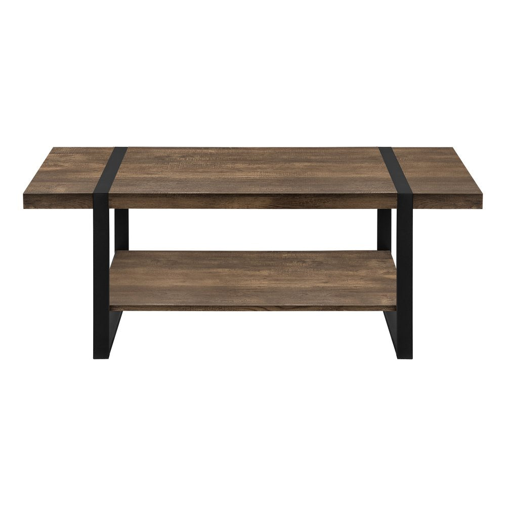 Brown and Black Wood Coffee Table with Shelf - 47-inch