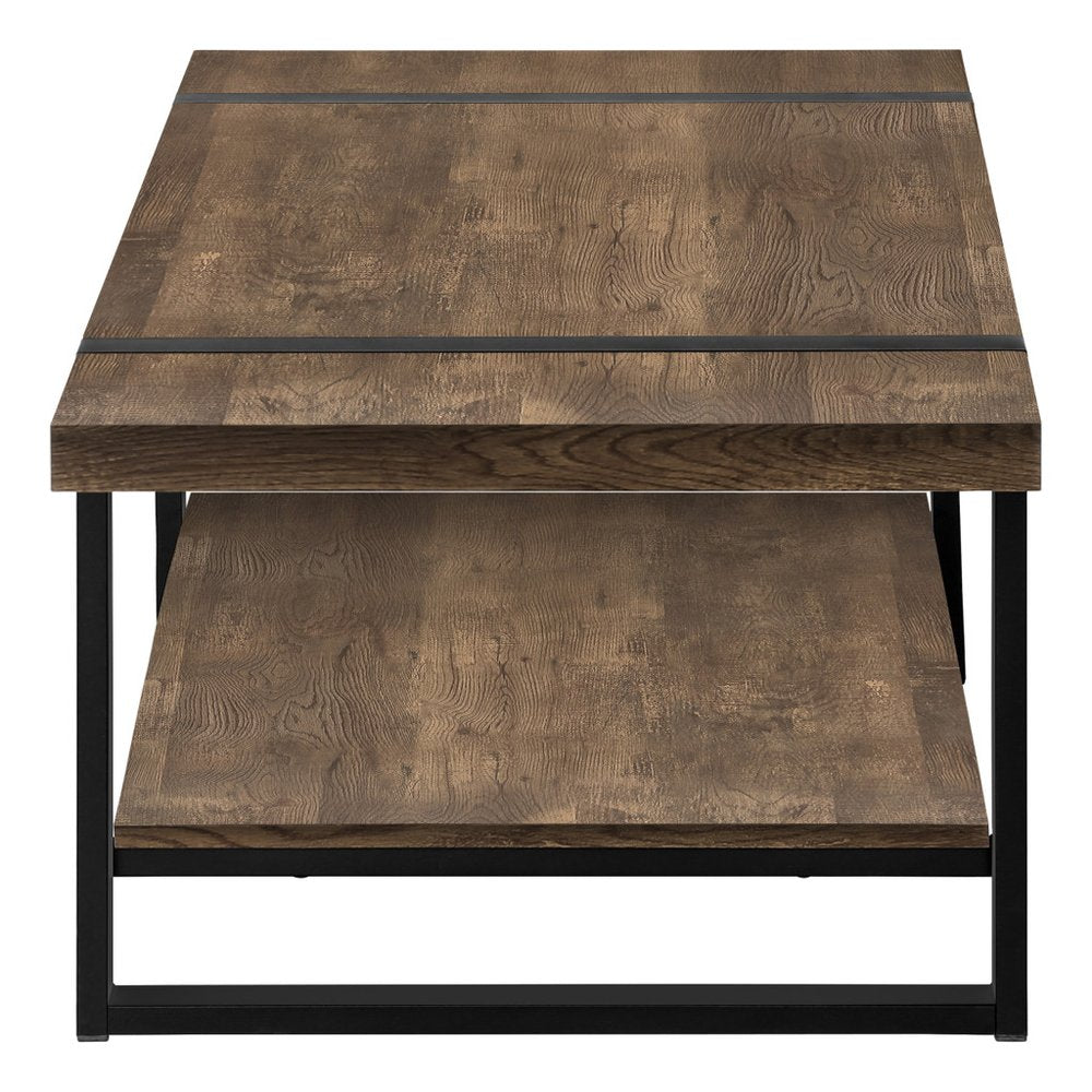 Brown and Black Wood Coffee Table with Shelf - 47-inch