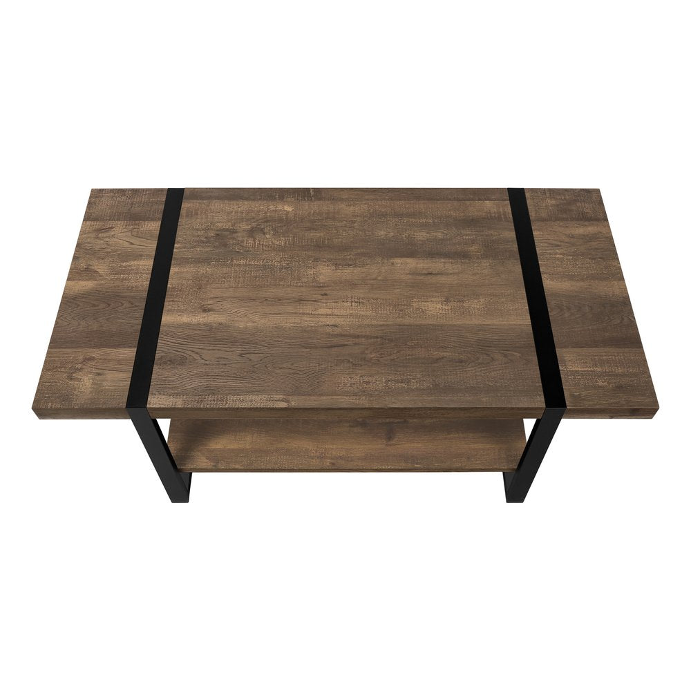 Brown and Black Wood Coffee Table with Shelf - 47-inch