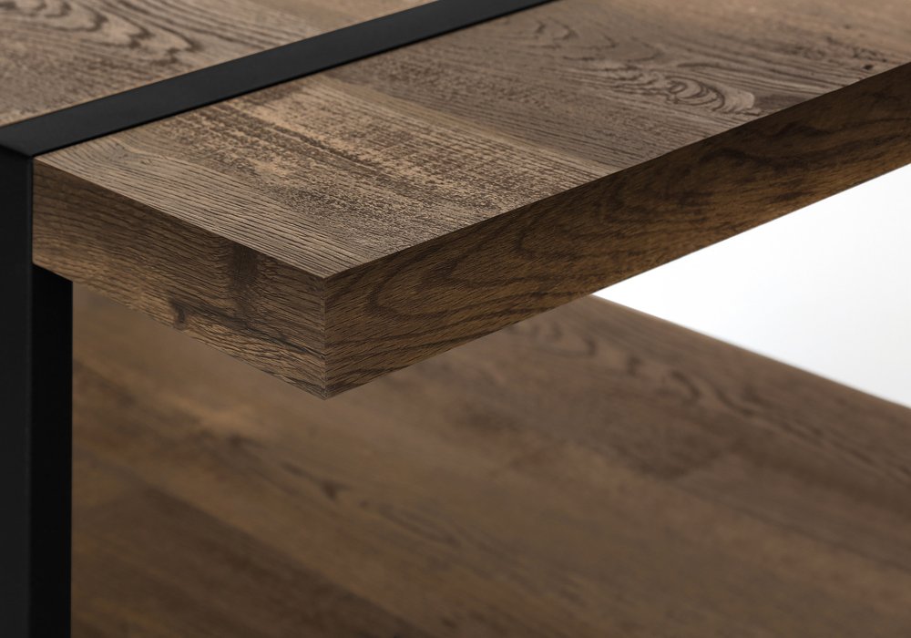 Brown and Black Wood Coffee Table with Shelf - 47-inch