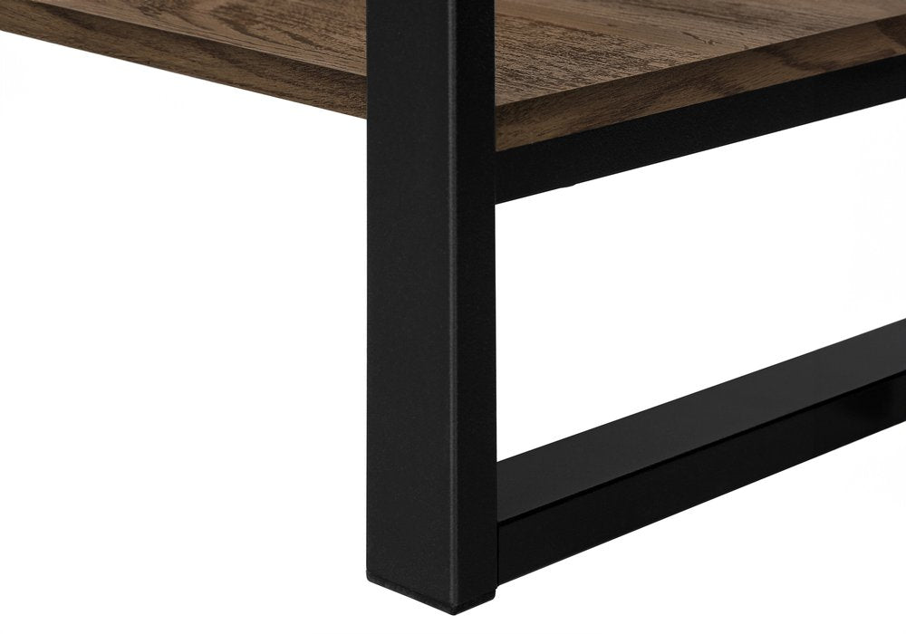 Brown and Black Wood Coffee Table with Shelf - 47-inch