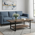 Brown and Black Wood Coffee Table with Shelf - 47-inch
