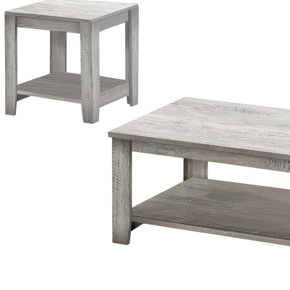 Set of Three 42 Gray Rectangular Coffee Table with Three Shelves