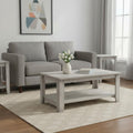 Set of Three 42 Gray Rectangular Coffee Table with Three Shelves