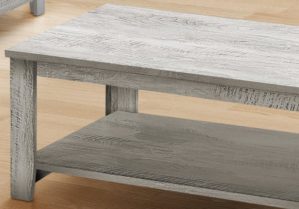 Set of Three 42 Gray Rectangular Coffee Table with Three Shelves