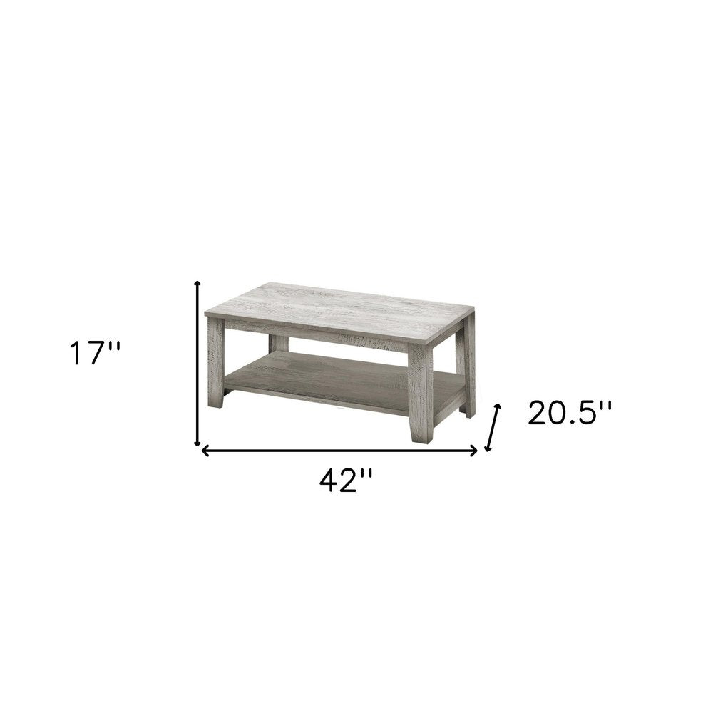 Set of Three 42 Gray Rectangular Coffee Table with Three Shelves