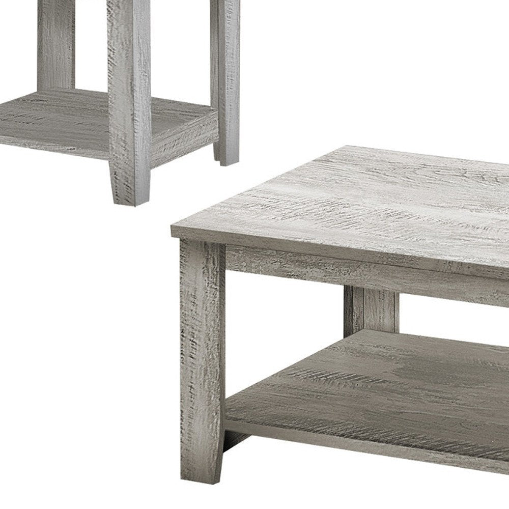 Set of Three 42 Gray Rectangular Coffee Table with Three Shelves