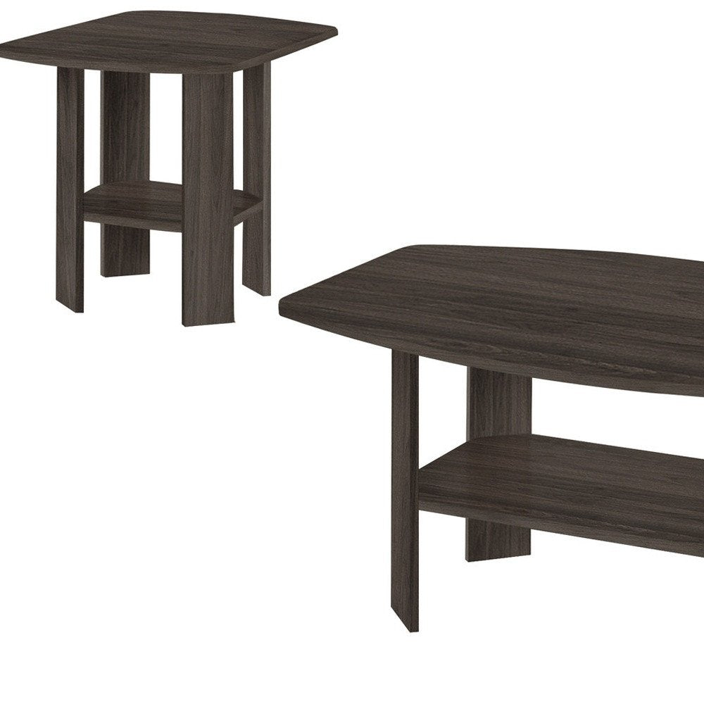 Set of Three 36 Oak Coffee Table with Three Shelves