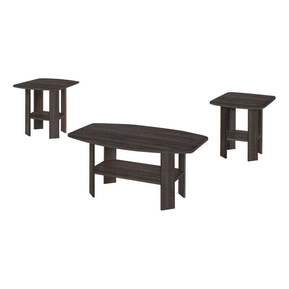Set of Three 36 Oak Coffee Table with Three Shelves