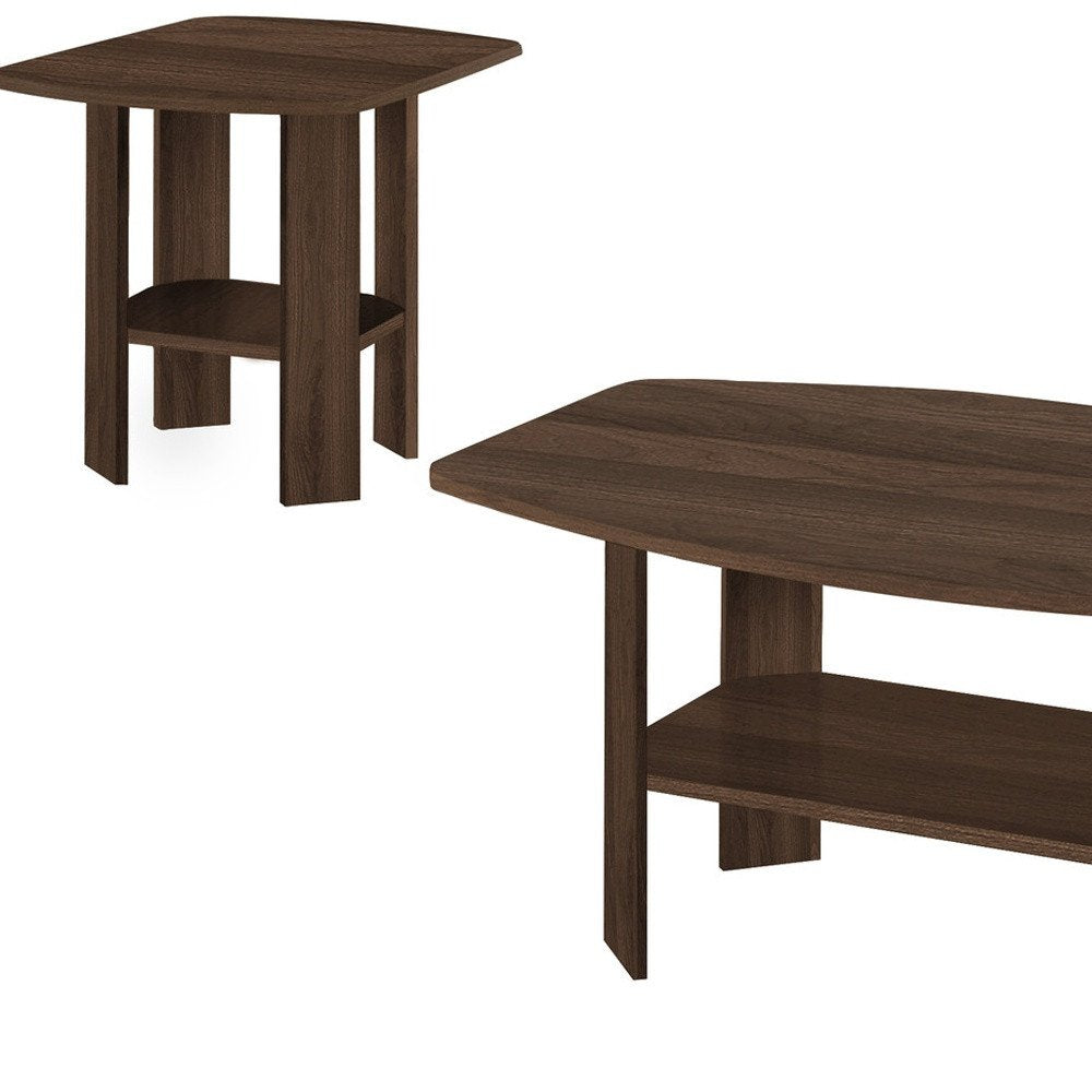 Set of Three 36 Espresso Coffee Table with Three Shelves